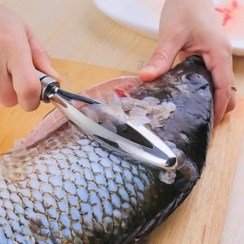 Нож для чистки рыбьей чешуи из нержавеющей стали, скребок для рыбьей кожи, щетка, дизайн в форме рыбы, красивый внешний вид, легко поддается краску