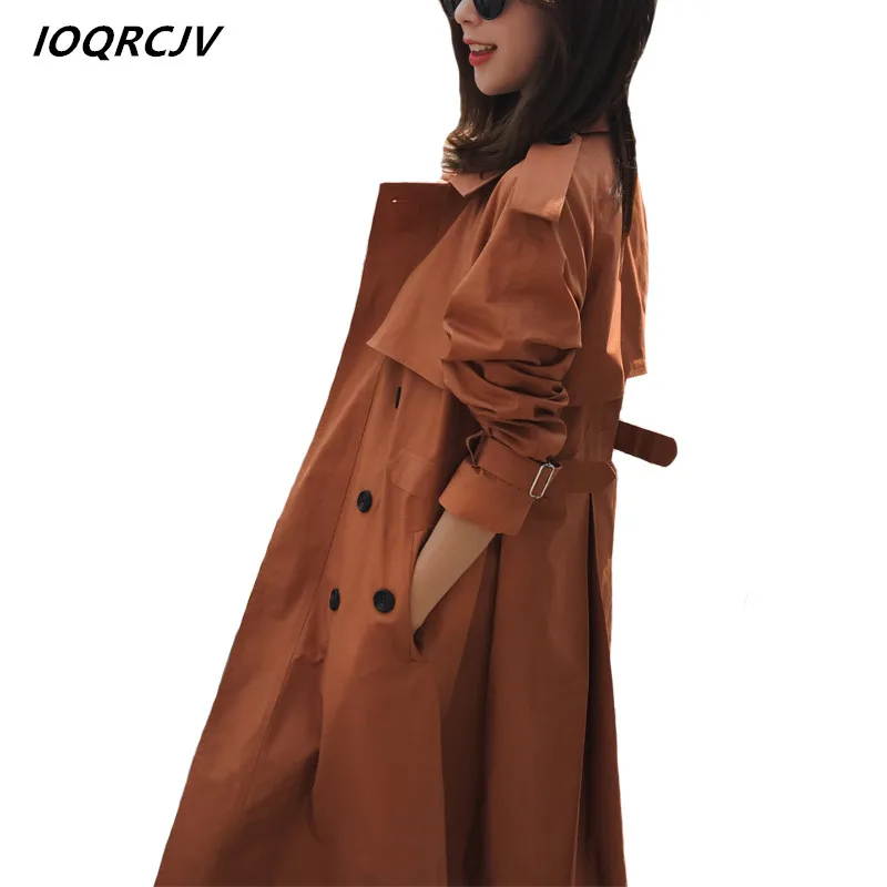 Manteau Mode longue Femmes khaki Ceinture Coupe Automne Mujer Mince Milieu vent 2018 Casual Breasted Black Femelle caramel Double Kaki S3 Color Tranchée Azw0Fntq5n