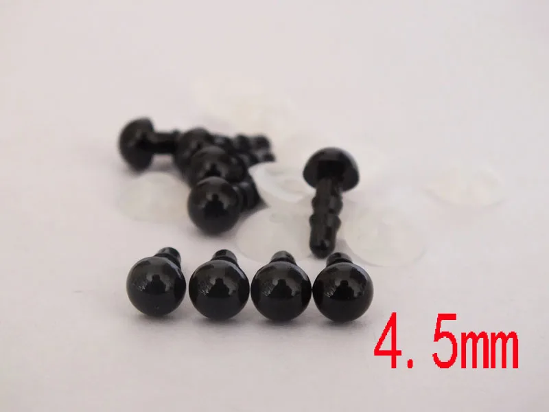 wholesale 100pairs 4.5mm Safety Eyes Black Color With Washers Animal Doll Eyes Free Shipping