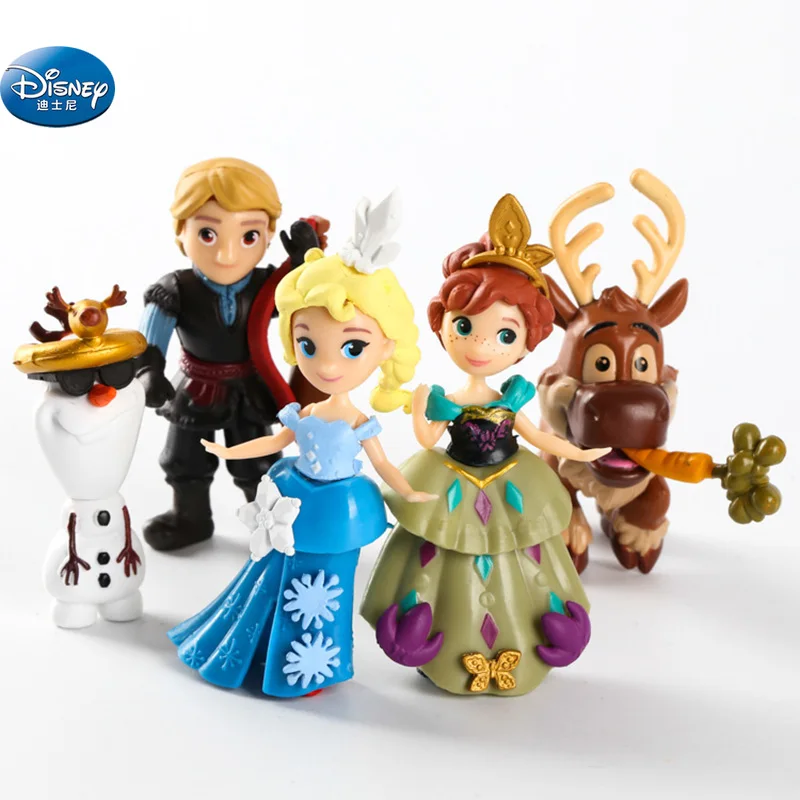 

5 pcs/lot Disney Frozen Elsa White Snow Queen Action Princess doll girl Anna Toy Figures about 6-8 cm