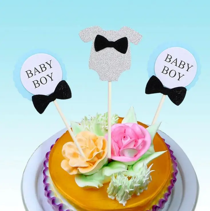 Babyshower Синий Розовый принц и принцесса персонализированные торт Топпер комплект свадьба день рождения кекс вечерние украшения