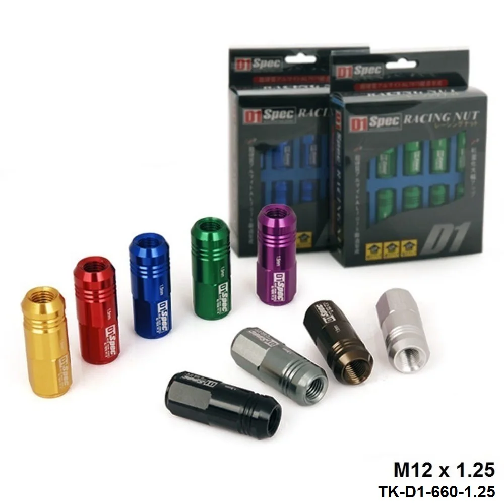 D1spec jdm Billet Aluminum Wheel Racing Lug Nuts P1.25, L52mm 20pcs