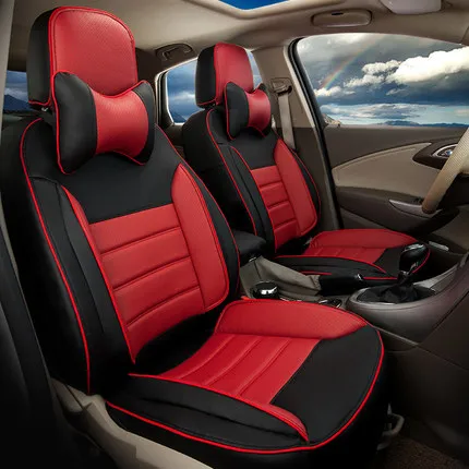 AutoDecorun пользовательские кожаная обивка из ПВХ сиденье для Land Rover Range Rover автомобильные чехлы на сиденья комплекты подушки опоры протектор Аксессуары - Название цвета: Black X Red