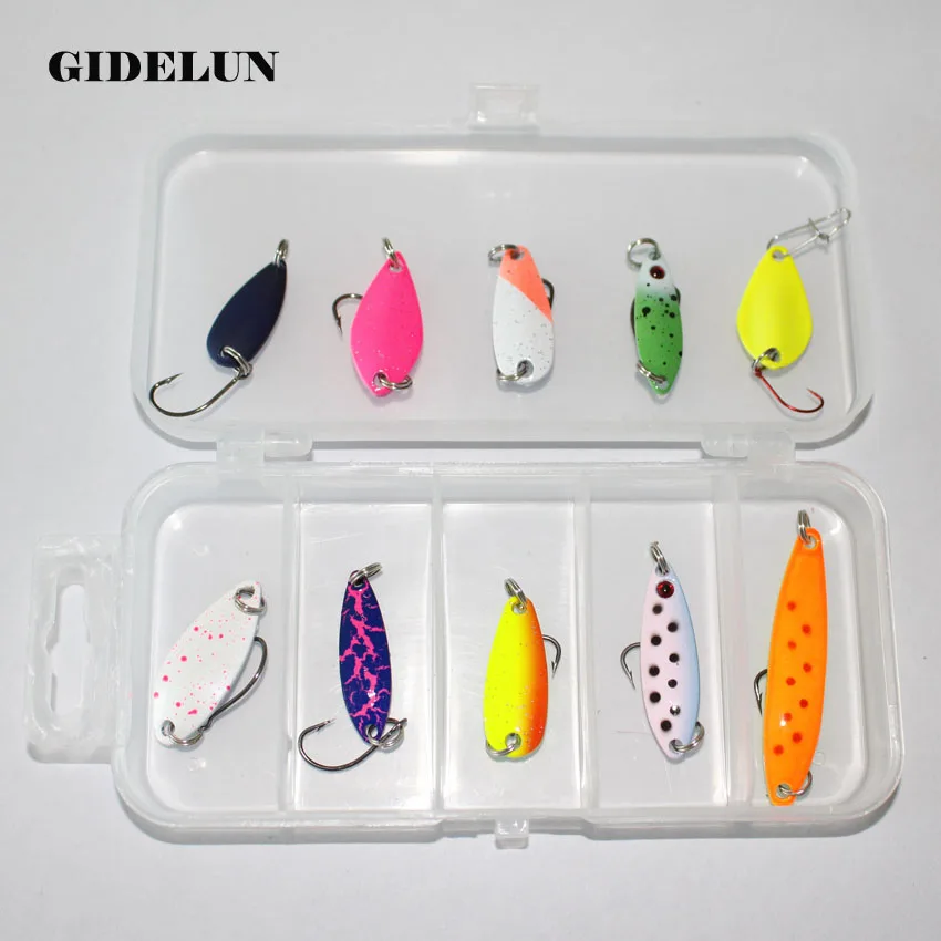 free shipping 10pcs spoon lure 1pcs fishing box pesca fishing tackle