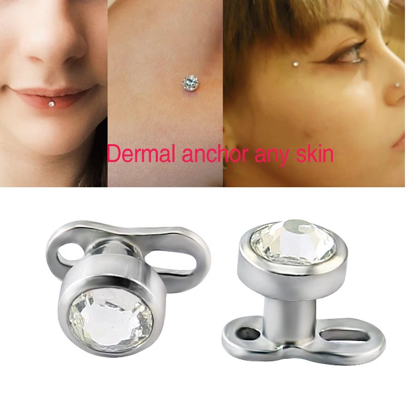 

Titanium InternallyThreaded Dermal Anchor With Jewelled Disc Piercing Body Jewelry Dermal Anchor Of Jewelled 4mm Disc 2 Length