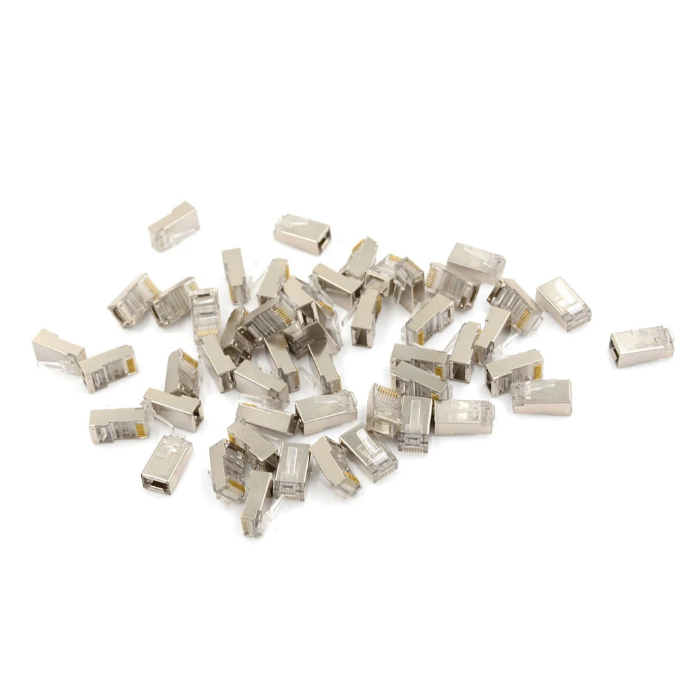 Сетевой разъем RJ45 50 шт. модульная вилка Cat6 8 контактов 8P8C металлический защитный