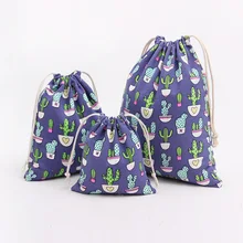 Ручной работы из хлопка холст Чай подарок отсортированы мешочек из холщовой ткани многофункциональная сумка с принтом кактуса; Размеры-выбор N094 Темно-синие