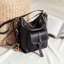 WOONAM, женская модная дизайнерская сумка, топ, скрытый, из натуральной телячьей кожи, с карманом, многофункциональный рюкзак, сумка-хобо на плечо, WB953