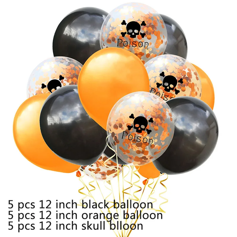 15pcs Skull Balloon Confetti Ghost Latex Balloons Air Baloons For Happy Halloween Decoration Party Balloons Supplies 2019 New