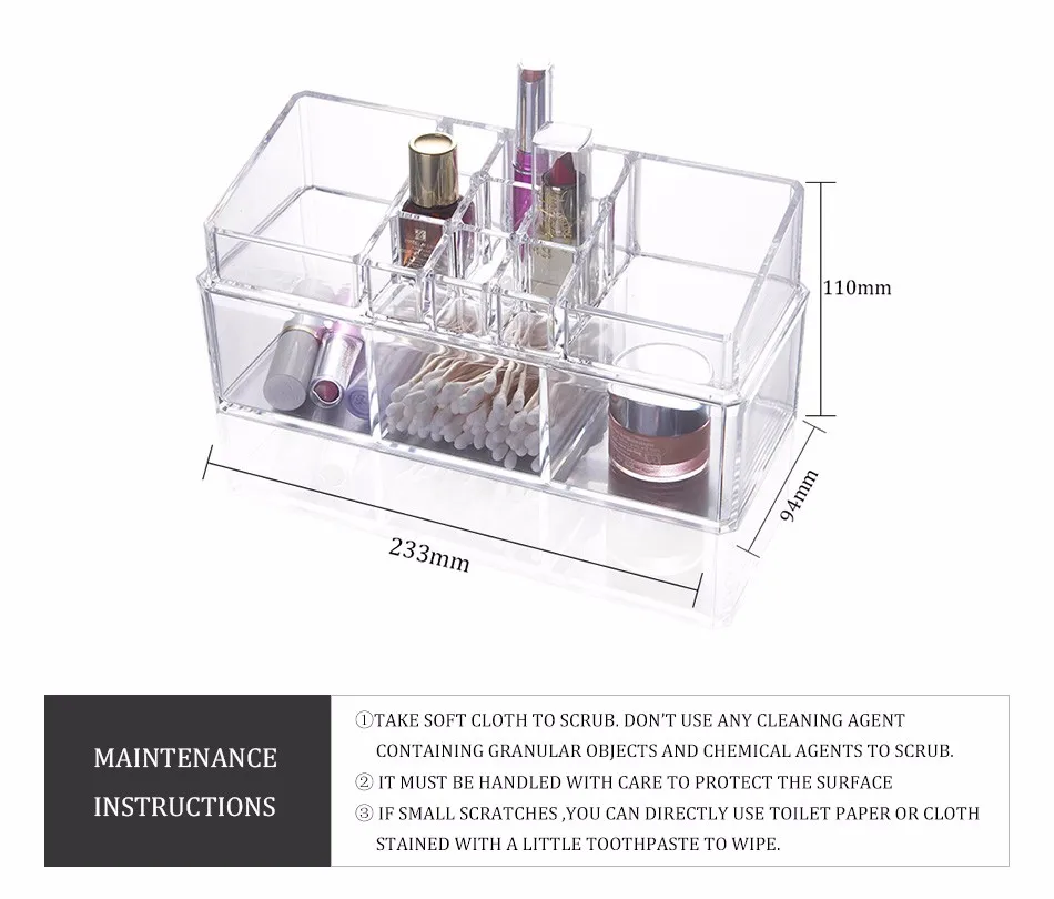 CHOICEFUN прозрачный акриловый туалетный столик для макияжа пластиковая коробка для органайзера губная помада домашняя организация для хранения косметики