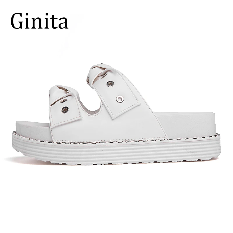 white pu women design for sandals slippers woman pink platform