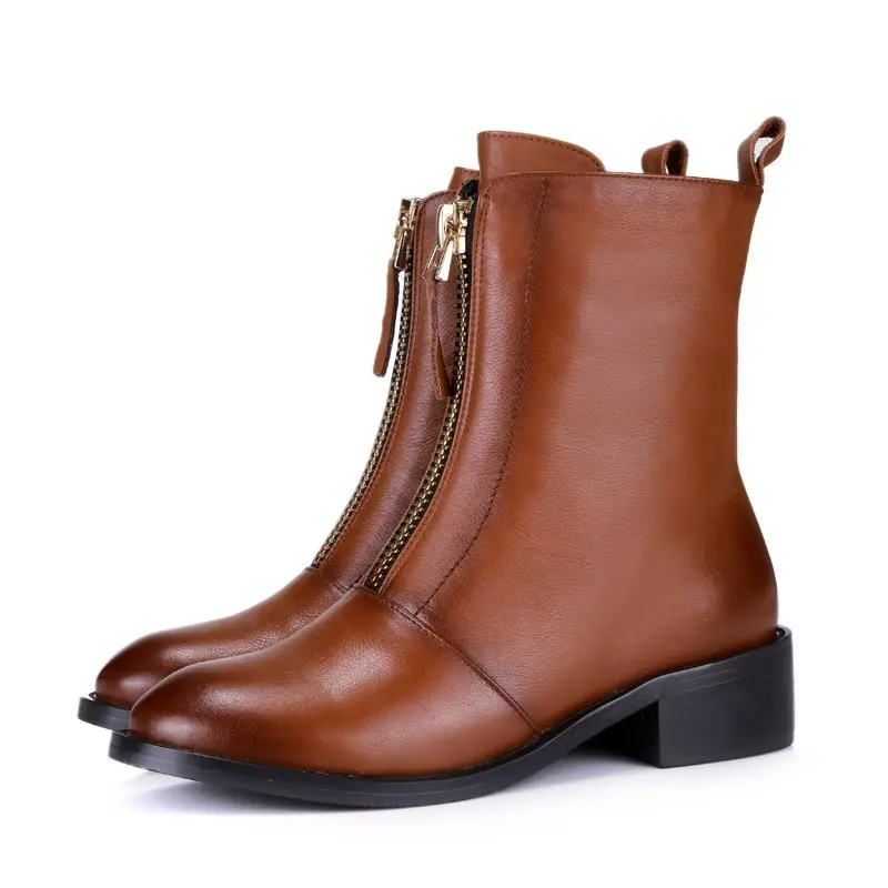 flat heel leather ankle boots