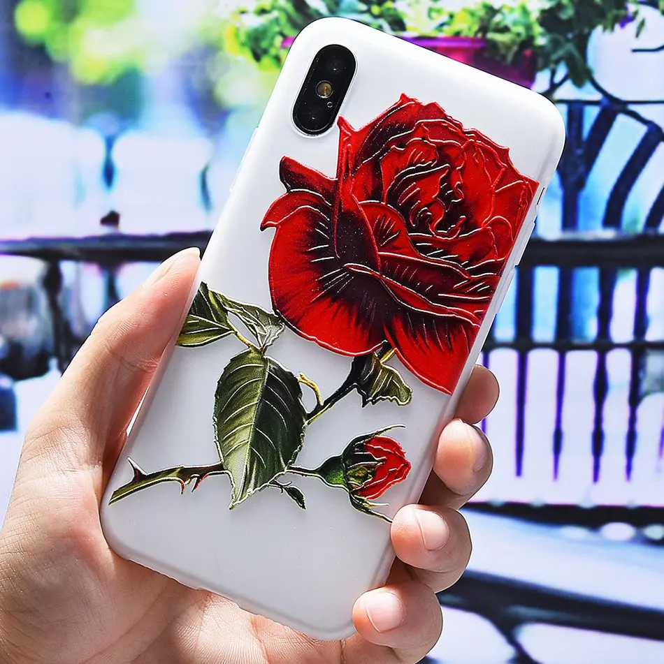 3D Silicone Relief Floral Case For iPhone XS Case For iPhone 2018 XS Plus Soft TPU Flower Matte Case Cover Phone Cases On        (24)