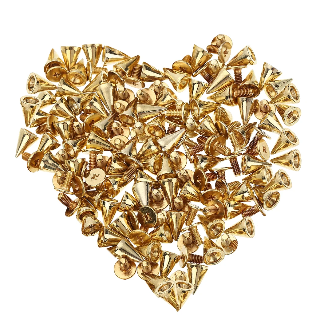 100pcs 10mm Round Spots Spikes Cone Studs Metal Rivet Bullet Screw For DIY Leathercraft Silver/Black Silver/Golden