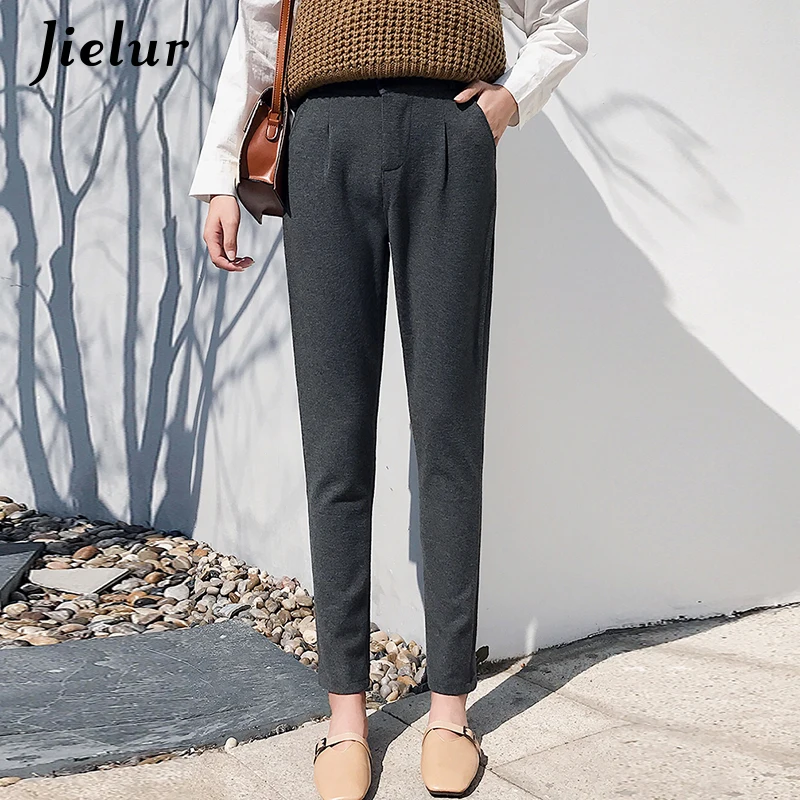 Jielur Woman Pants Spring Autumn Korean Office Ankle Length Pants Lady ...