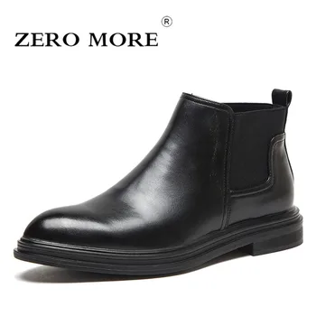 

ZERO MORE Mens Boots Fashion Chelsea Design Shoes Men Lace Up Solid Black Ankle Boots Men Pointed Toe Men Boots Thick Sole