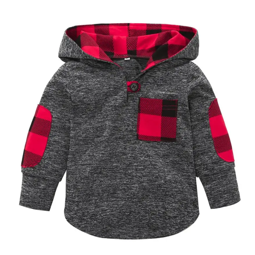 4 Прямая поставка новые модные популярные для маленьких девочек клетчатый Анорак карман Толстовка пуловер Топы теплая одежда - Цвет: B