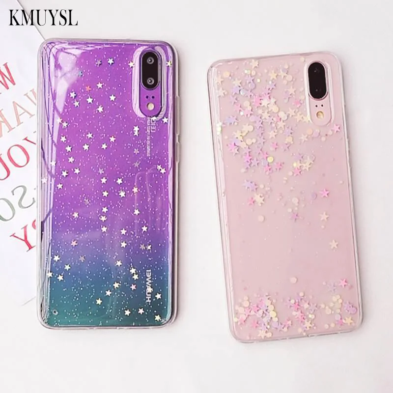 

Glitter Star Transparent Case For Huawei P Smart Case On Honor 8X 10 7A Pro Mate 20 10 Lite P9 P10 P20 Pro Nova 3 3i 2 Plus Capa