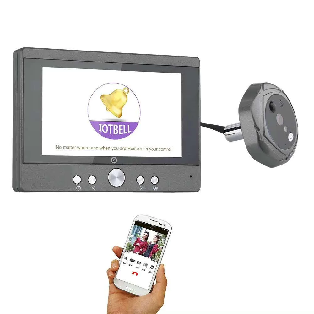 4,3 дюймовый ЖК-дисплей wifi глазок ИК ночного видения видео телефон двери - Цвет: wifi