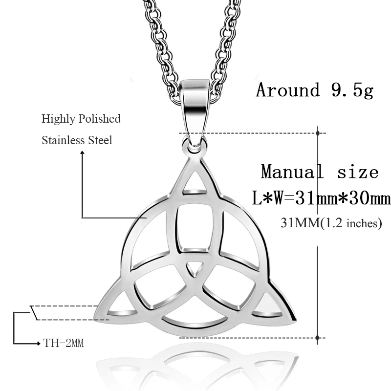 Abaicer-WICCA-Triangle-Viking-Runes-Jewelry-Celtic-Knots-Necklaces-Pendants-Triquetra-Silver-Color-Stainless-Steel-Men