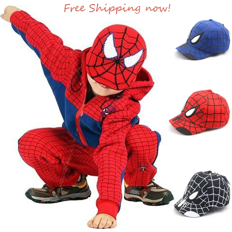 INS Spiderman Cartoon Children Embroidery Cotton Baseball Cap kids Boy
