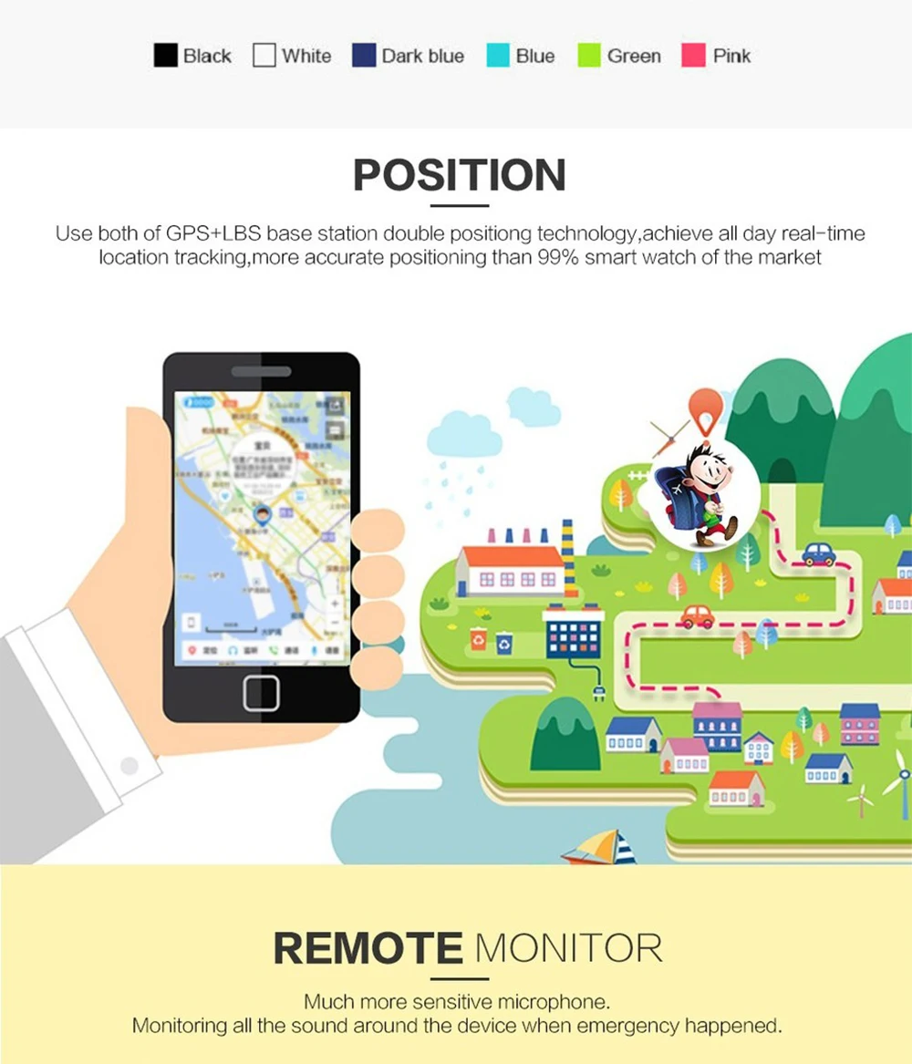 Q50 Детский gps трекер SOS умный мониторинг позиционирования мобильного телефона детские gps детские часы совместимы с IOS и Android