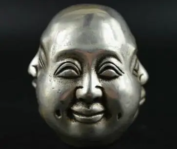 Китайская бронзовая резьба 4 лица Будда счастливый сердитый грусть удовольствие голова, бюст, статуя