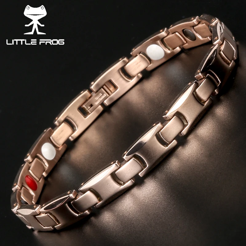 

LITTLE FROG Popular Stainless Steel Health Magnetic Bracelets for Lady Magnetic Therapy Bracelets for Arthritis Wristband Adjust