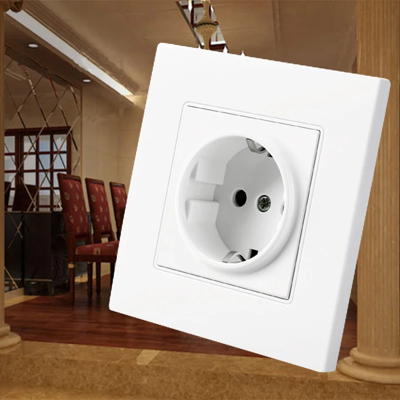 White Wall Power Socket AC 250V 16A EU Standard Electrical Outlet