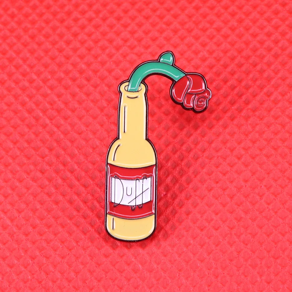 

Duff rose enamel pin The Simpsons Barney Gumble dont cry for me brooch flower beer bottle badge alcohol addict gift