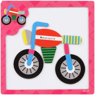 Детские деревянные игрушки 3D Магнитные Головоломки фигуры на доску/Животные познавательные головоломки игрушки для детей творческие Раннее Обучение - Цвет: Motorcycle
