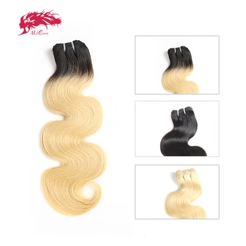 

Ali Queen Brazilian One-Donor Mink Unprocessed Virgin Hair Body Wave Human Hair Bundles Blonde 613 Natural Black 1b/613 Ombre