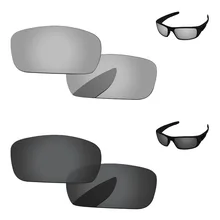 Черный и хром серебро 2 пары Поляризованные Сменные линзы для коленчатого вала Солнцезащитные очки Рамка UVA и UVB Защита