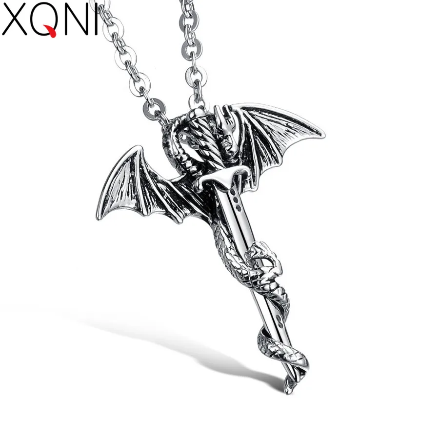 OPK-Brand-New-EU-Dragon-Sword-Design-Pendant-Cool-Rock-Stainless-Steel-Men-Jewelry-Necklace-Charm