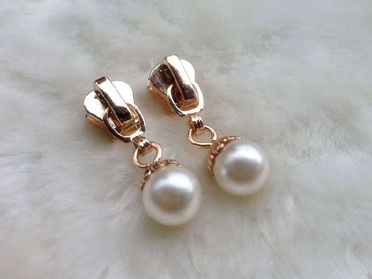 metal Golden Silver Slider 5 3 Pearl pendant zipper DIY clothing