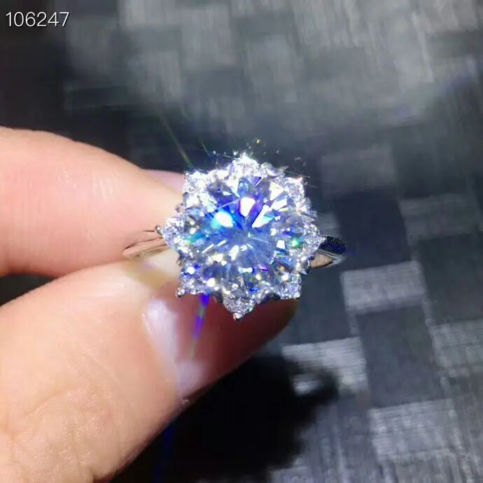 MeiBaPJ 3 карата/9 мм сверкающие Moissanite драгоценный камень классическое простое кольцо для женщин серебро 925 пробы хорошие Свадебные украшения