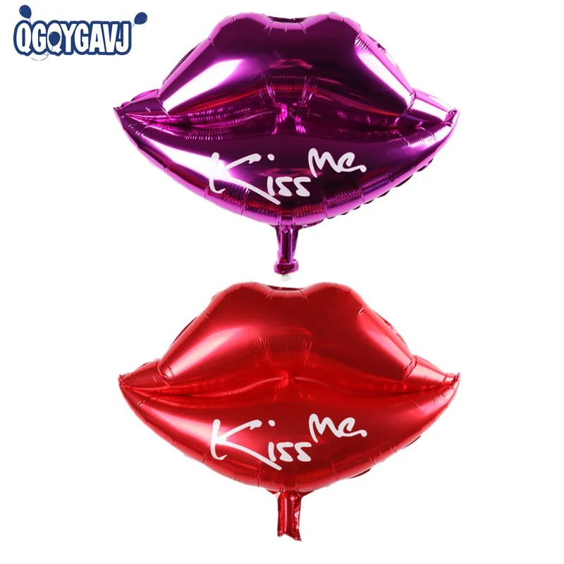 QGQYGAVJ Sexy Red lips shape balloons Kiss Me Red lips
