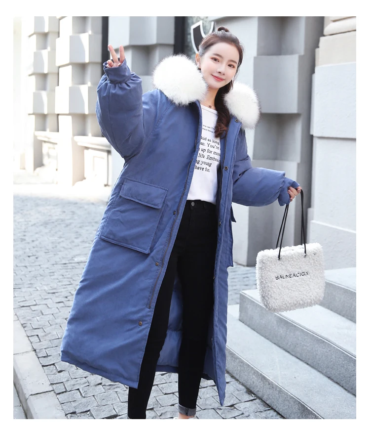 AYUNSUE Parkas Mujer Long Winter Jacket Women Coat Korean Parka Fur Collar Large Size warm padded womens jackets KJ2471