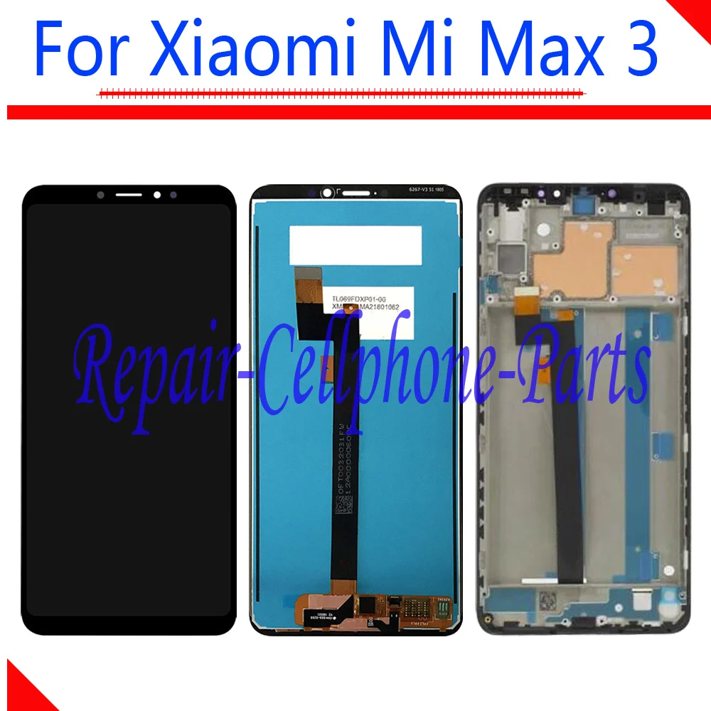 

Black / White 6.9 inch New Full LCD Display + Touch Screen Digitizer Assembly With Frame For Xiaomi Mi Max 3 M1804E4A / M1804E4C