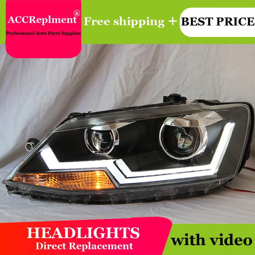 Car Styling For VW Jetta headlights 2011-2014 for VolksWagen MK6 LED headlight led drl H7 hid Bi-Xenon Lens low beam | Автомобили и