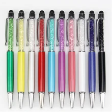 Wholesale 10pcs 2 in 1 Crystal Point Diamond Stylus Screen Capacitive Touch Stylus Pen for Universal Pad Tablet+Ball Point Pen