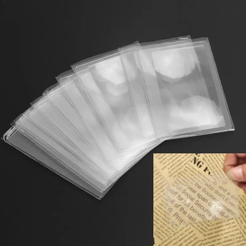 

10pcs/set 3X Plastic Credit Card Shape Magnifiers Transparent Magnifier Magnifying Fresnel Lens for Reading Newspaper Book Craft