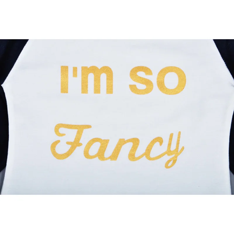 Осенняя детская одежда, футболка коллекция года, брендовая футболка с надписью «I'm So Fancy» Для малышей Топы, модная футболка для отдыха для мальчиков и девочек