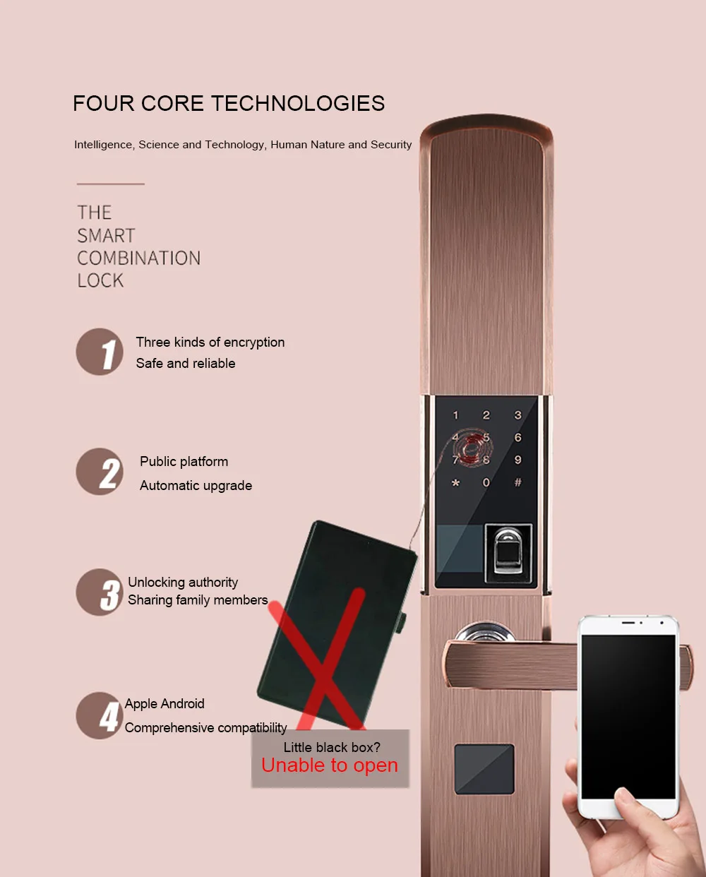 Полупроводниковый отпечаток пальца электронный интеллектуальный замок внутренний ключ приложение Противоугонная дверь полностью автоматическая+ UID RFID кольцо+ один копир