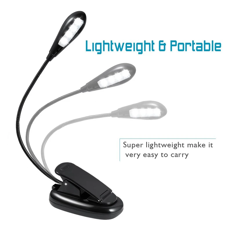 Chiclits 8leds Book Light Reading Table Lamp Dual Flexible Double Goosenecks Clip-on Arm Desk Light indoor Lighting USB Led Lamp (6)