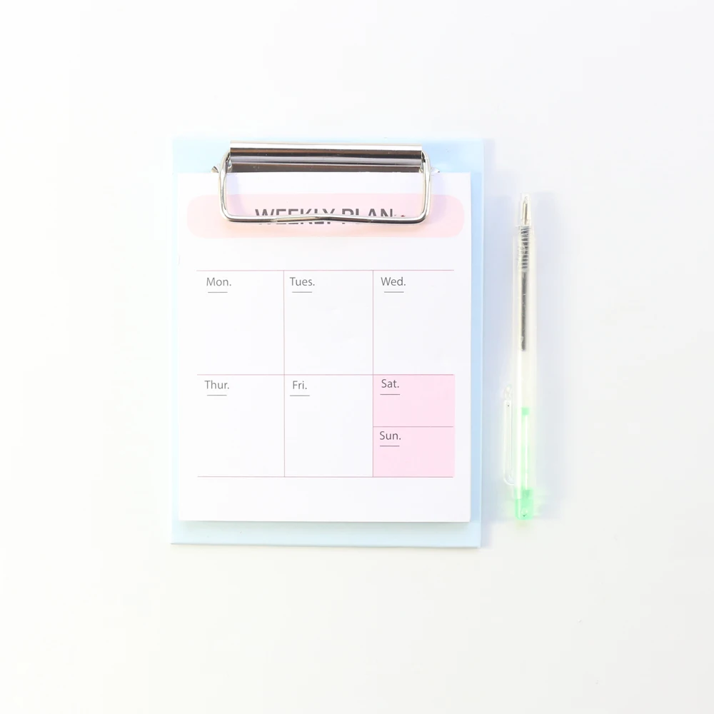 Милый красочный kawaii школьный письменный стол блокнот-планировщик набор канцелярских принадлежностей: Еженедельный ежедневник, проверьте список блокнот с ручкой - Цвет: weekly planner