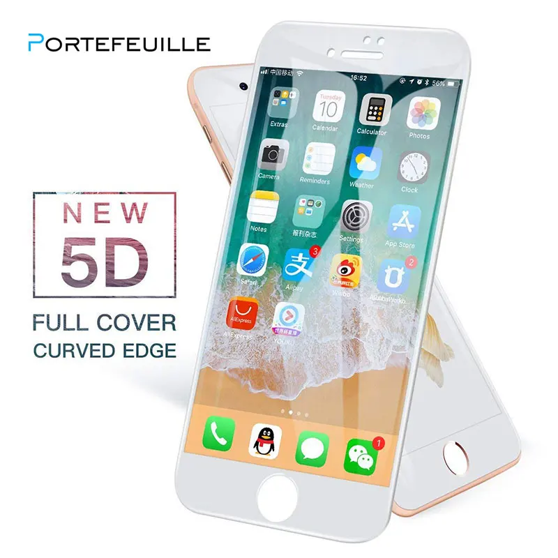 

Portefeuille 5D Tempered Glass Full Cover Screen Protector Case For iPhone XS Max X 8 Plus 6 6S 7 XR XSMax Phone Accessories