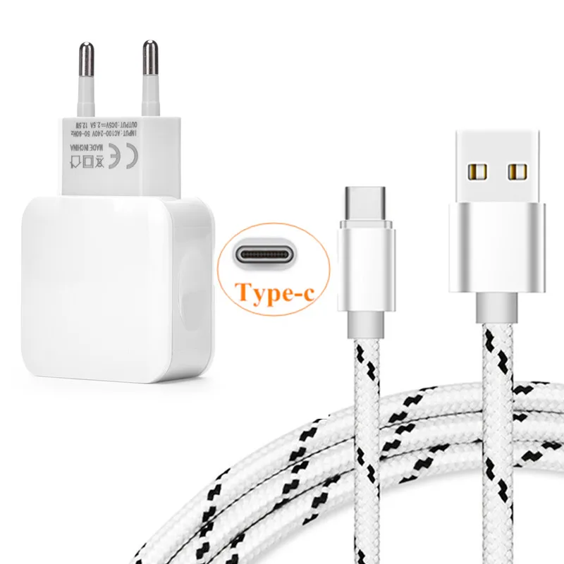 

2 USB EU fast Wall plug Adapter + 1m type c data Charger For Huawei honor 8 9 view 10 P20 Lite Xiaomi Mi 6 8 9 a1 max 2 3 Phone