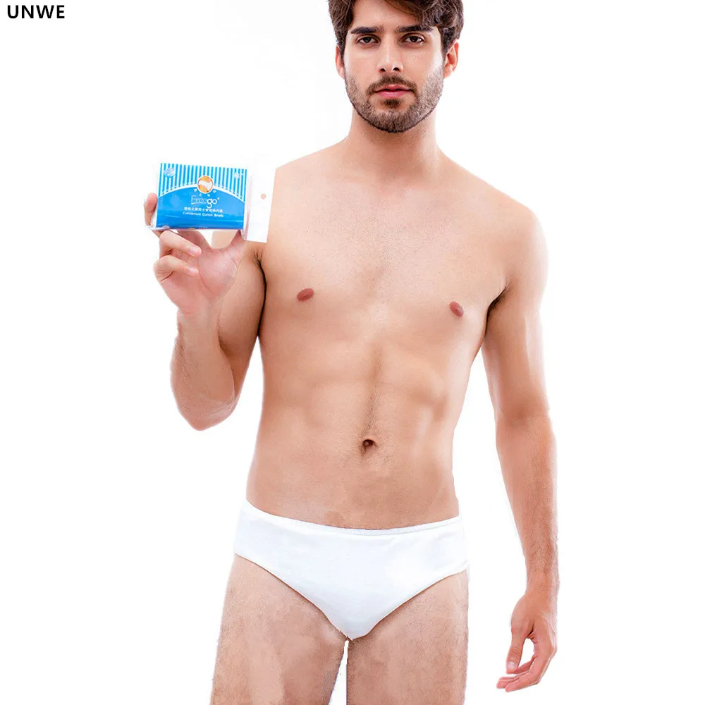 

UNWE 4PCS/Pack Mens Disposable Purified Cotton Briefs Underwear 100% Cotton Underwear Travel Nonwoven Hotel Handy Panties