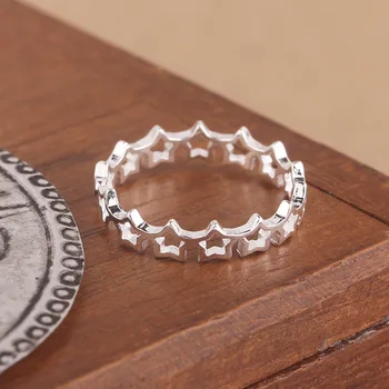 

Bijoux Bohemian Vintage 925 Sterling Silver Star Rings For Women Wedding Large Open Rings Girls Fancy Jewelry Wholesale